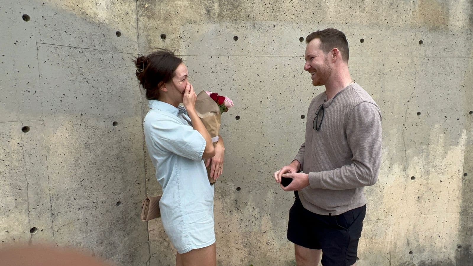 The proposal — Mitchell on one knee