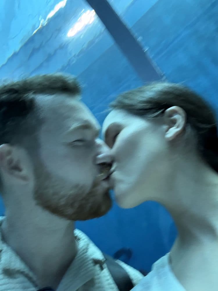 An underwater kiss